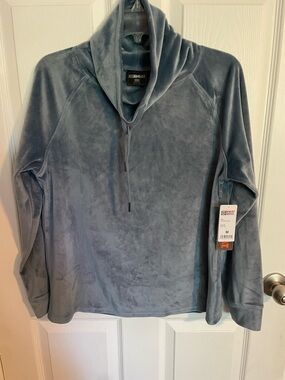 32 Degrees Plush Funnel-Neck Pullover in Slate Blue